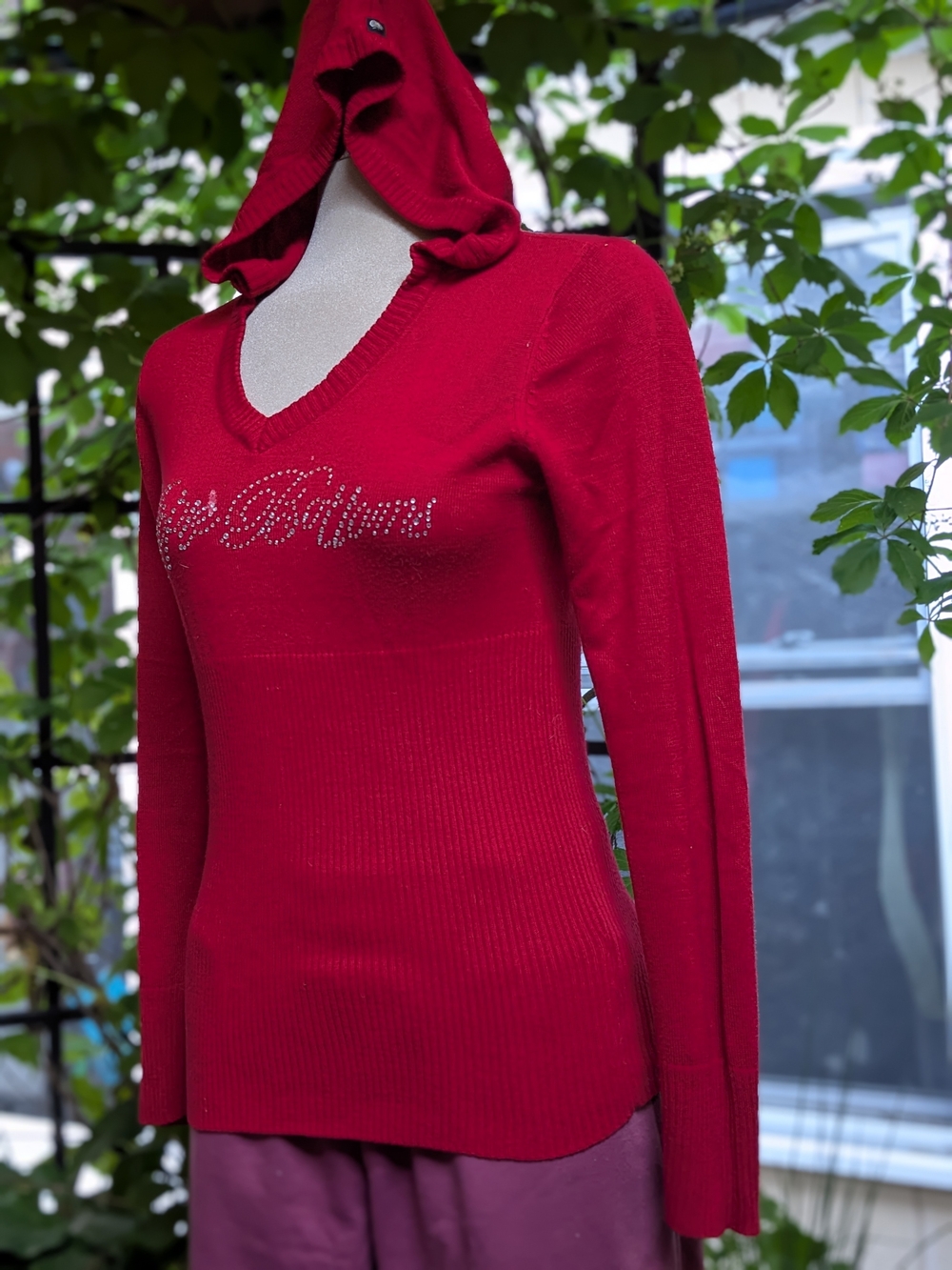 Apple Bottoms Red Hooded Rhinestone Logo Sweater - Picture 6 of 16